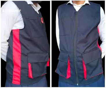 Gilet de travail Bleu Bandes Rouges