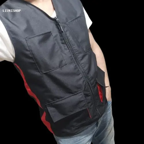 Gilet noire bande rouge