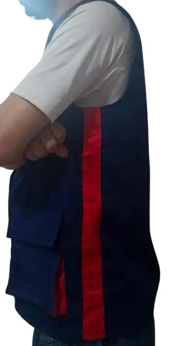 Gilet de travail bleu rouge